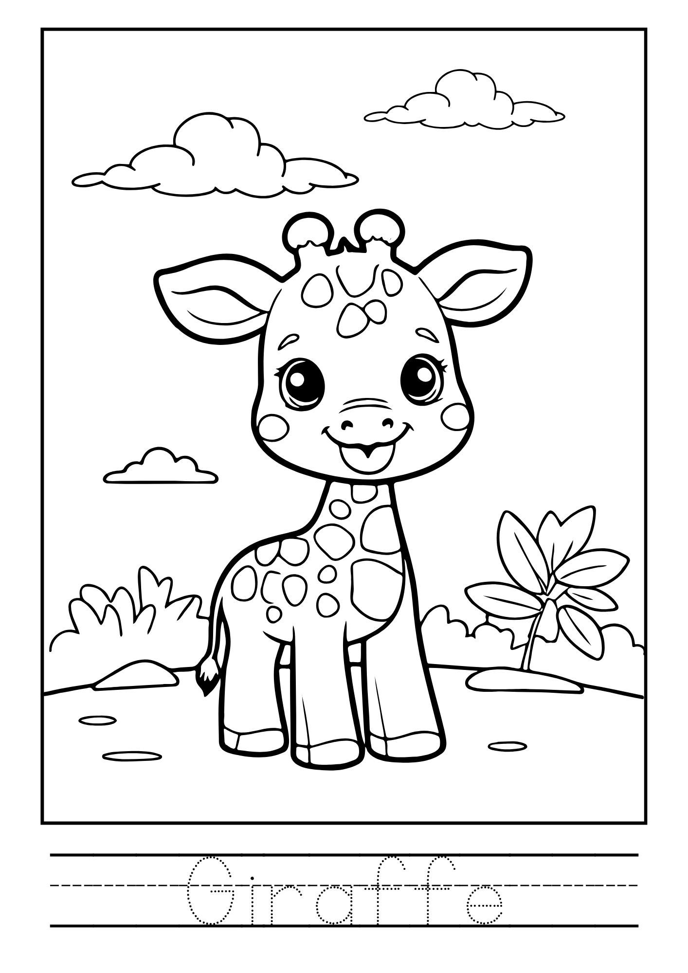 Wild Animals Coloring & Tracing Booklet for Kids – Printable PDF