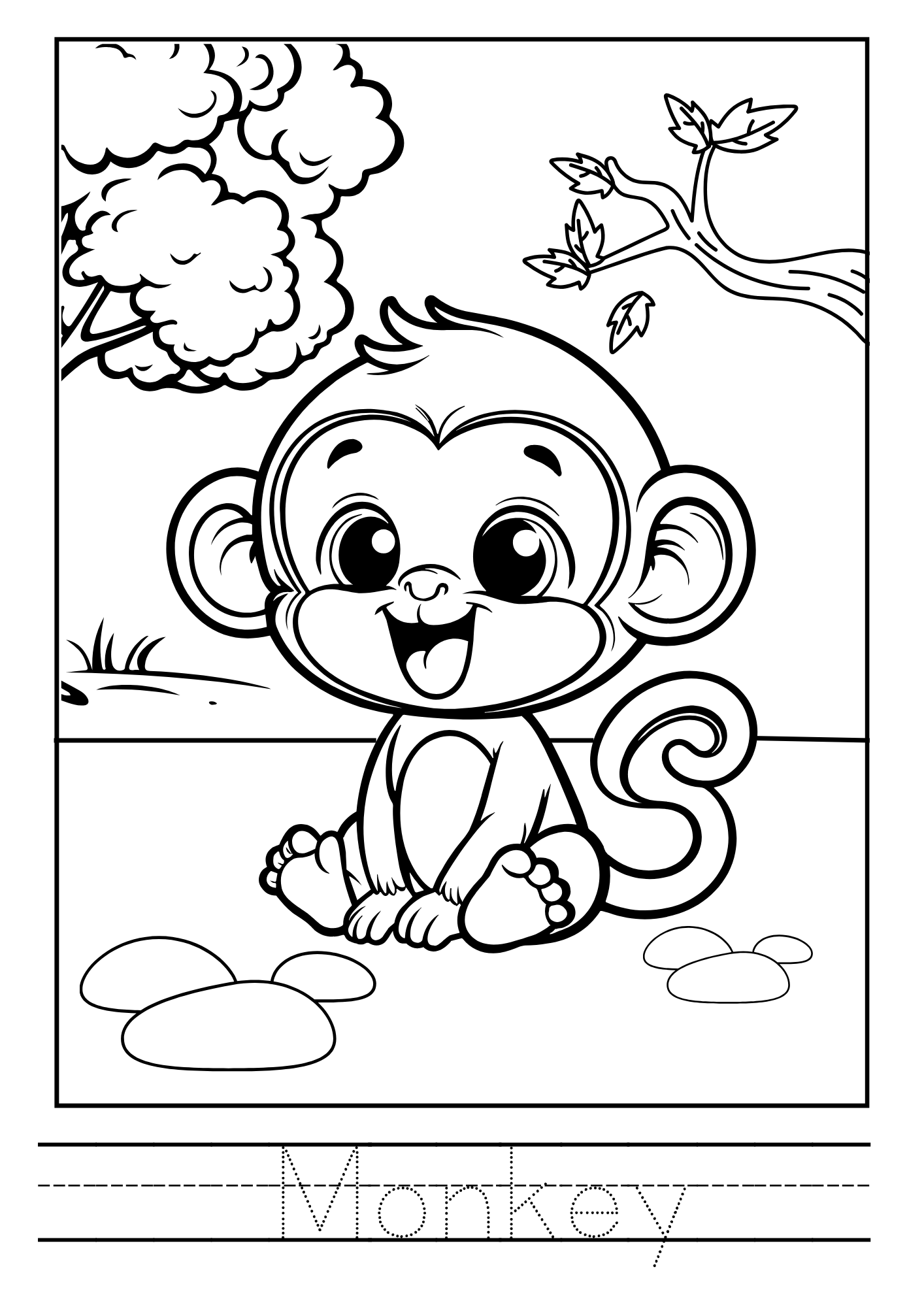 Wild Animals Coloring & Tracing Booklet for Kids – Printable PDF